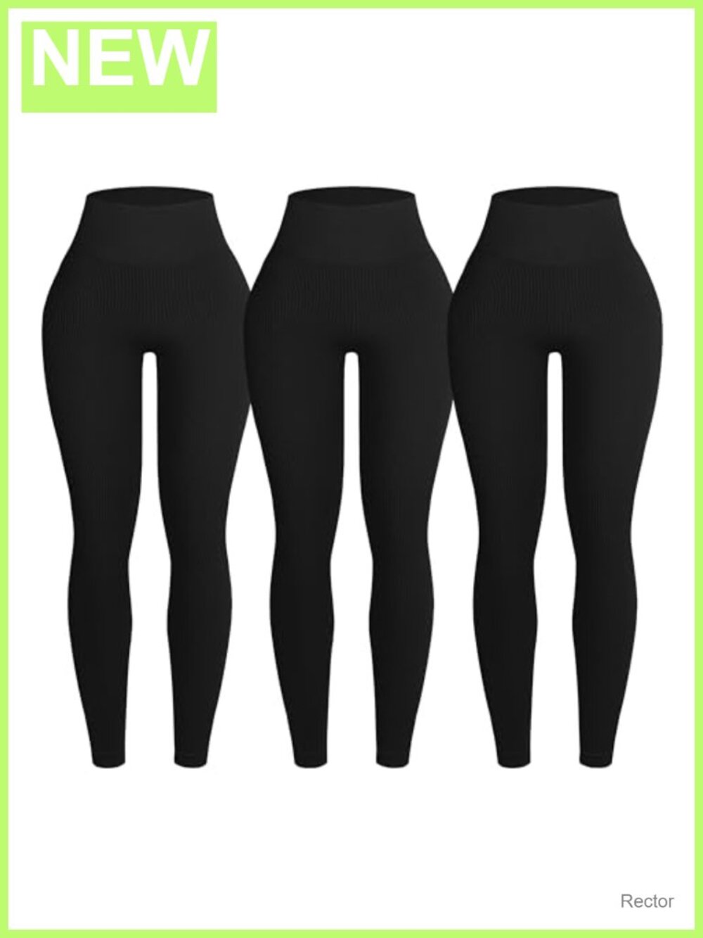 Ribbed Seamless Leggings High Waist Tummy Control Workout Yoga Pants 3 Pack